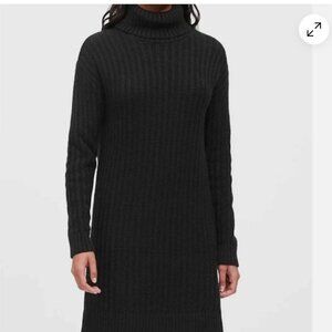 NWT Banana Republic Womens Dress Sweater Turtleneck Cabled Rib Black
